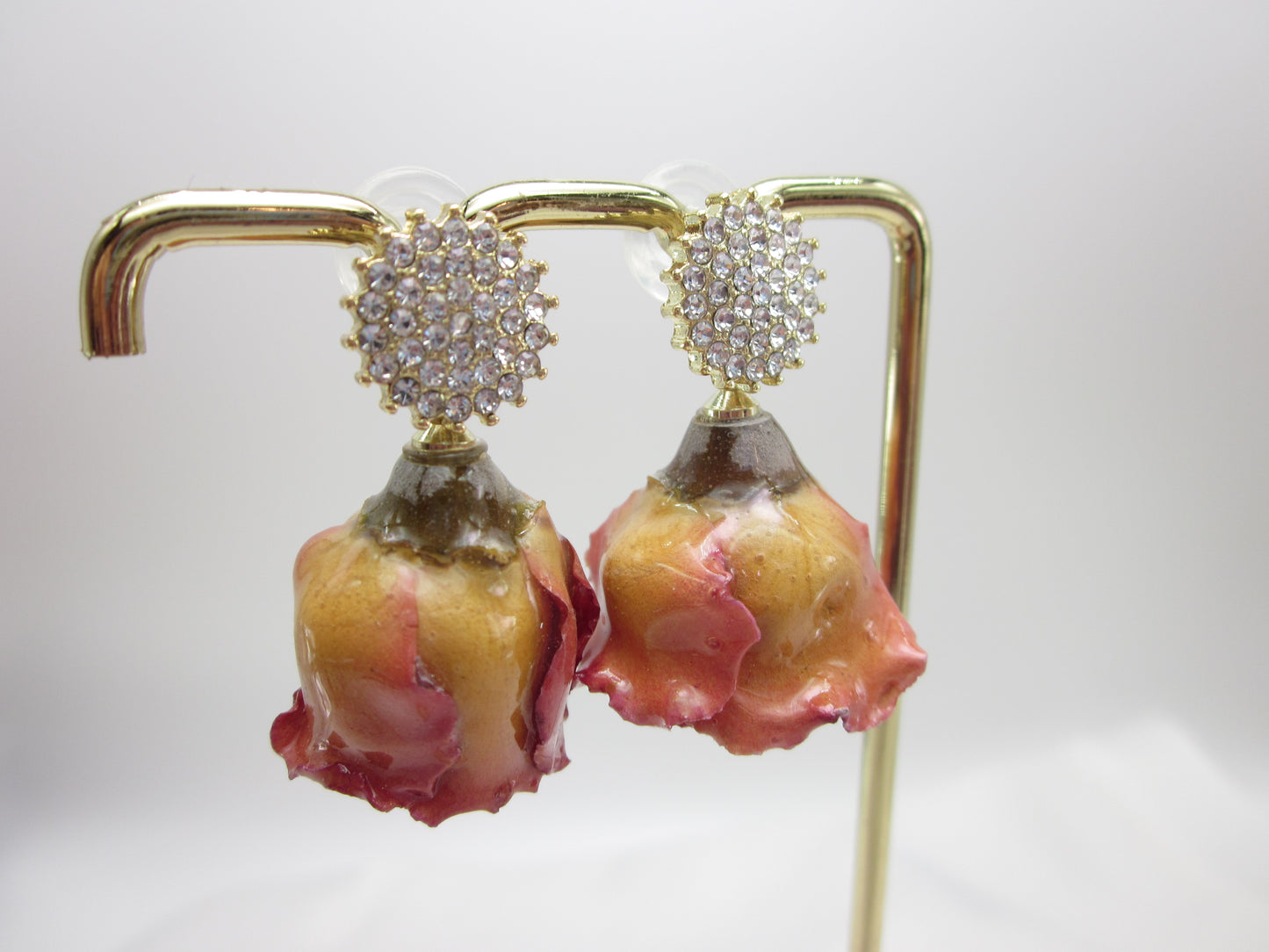 Dried Rose Earrings - Sunny Orange