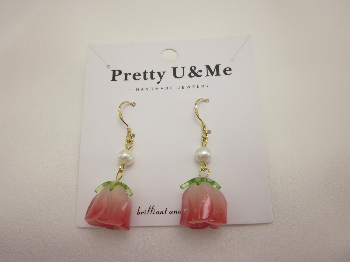 Acrylic Rose Pearl Earrings