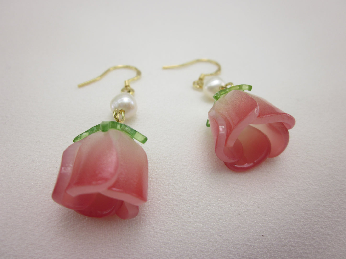 Acrylic Rose Pearl Earrings