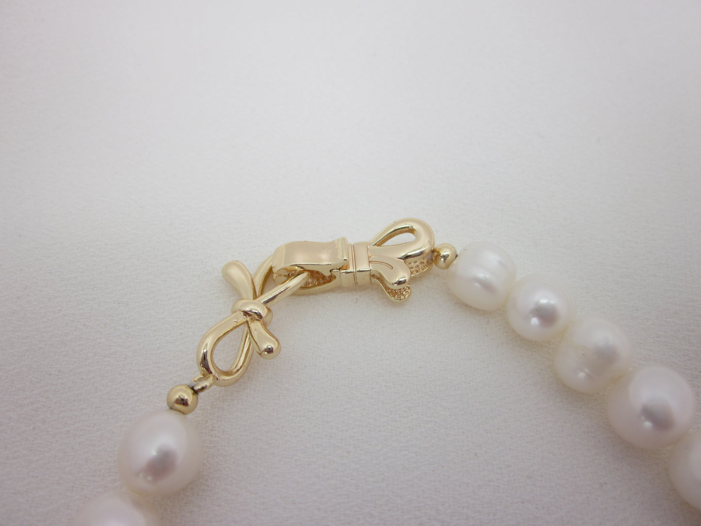 Double Bow Clasp Barque Pearl Necklace