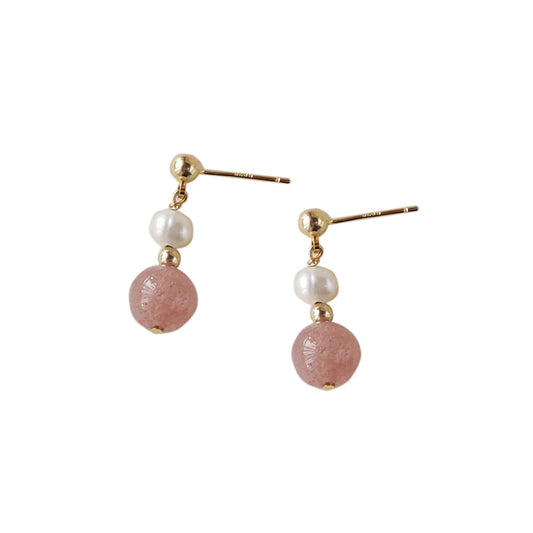 Rose Quartz Pearl Earrings