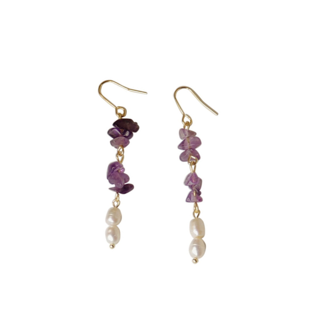 Amethyst Pearl Earrings