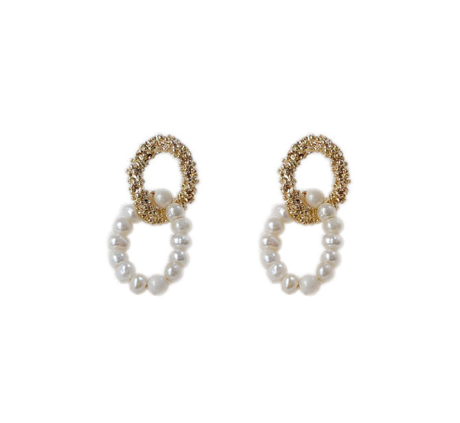 Golden Halo Pearl Donut Earrings