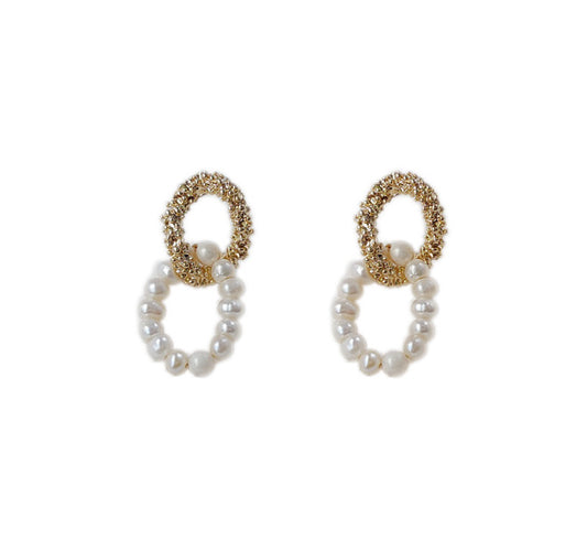 Golden Halo Pearl Donut Earrings