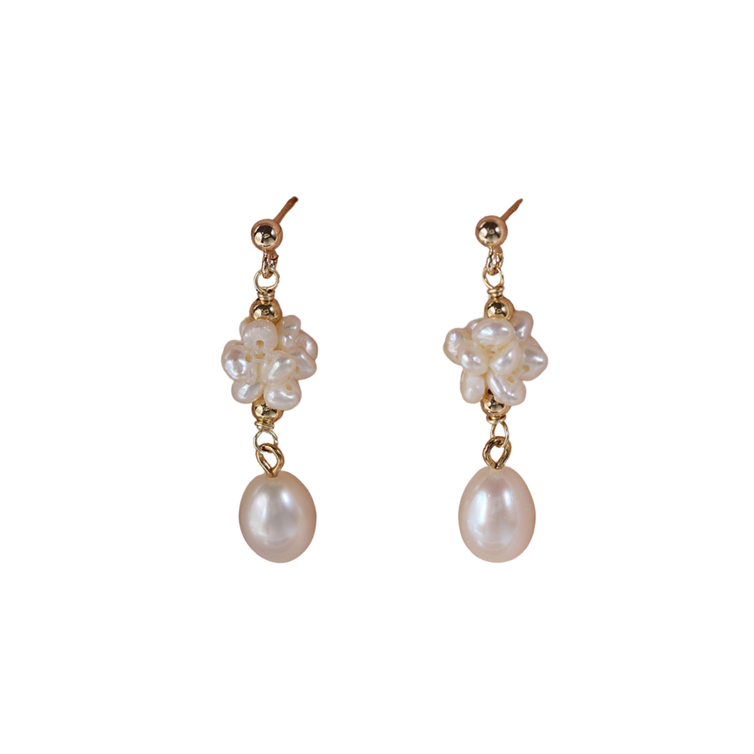 Pearl Blossom Drop Earrings