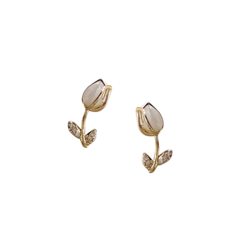 Mini Tulip Opel Cubic Zirconia Ear Studs